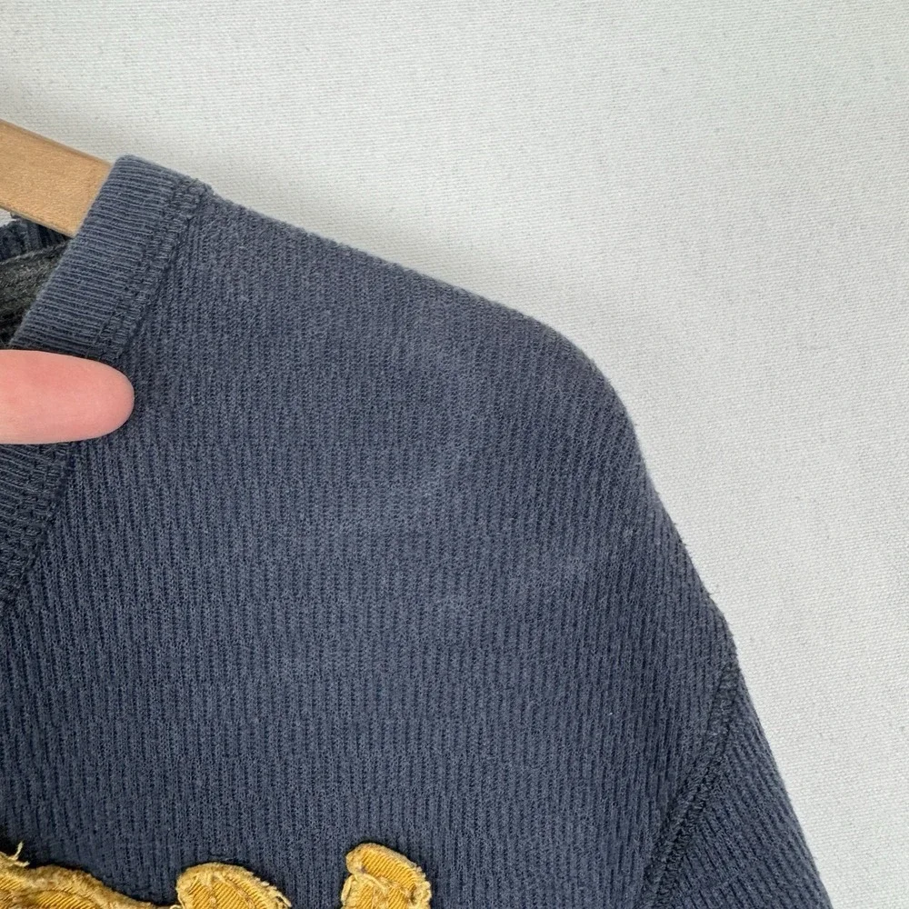 American Eagle Shirt Mens XL Blue Thermal Crewneck Vintage Fit Y2K Pullover‎